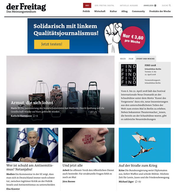 Photo of website der Freitag