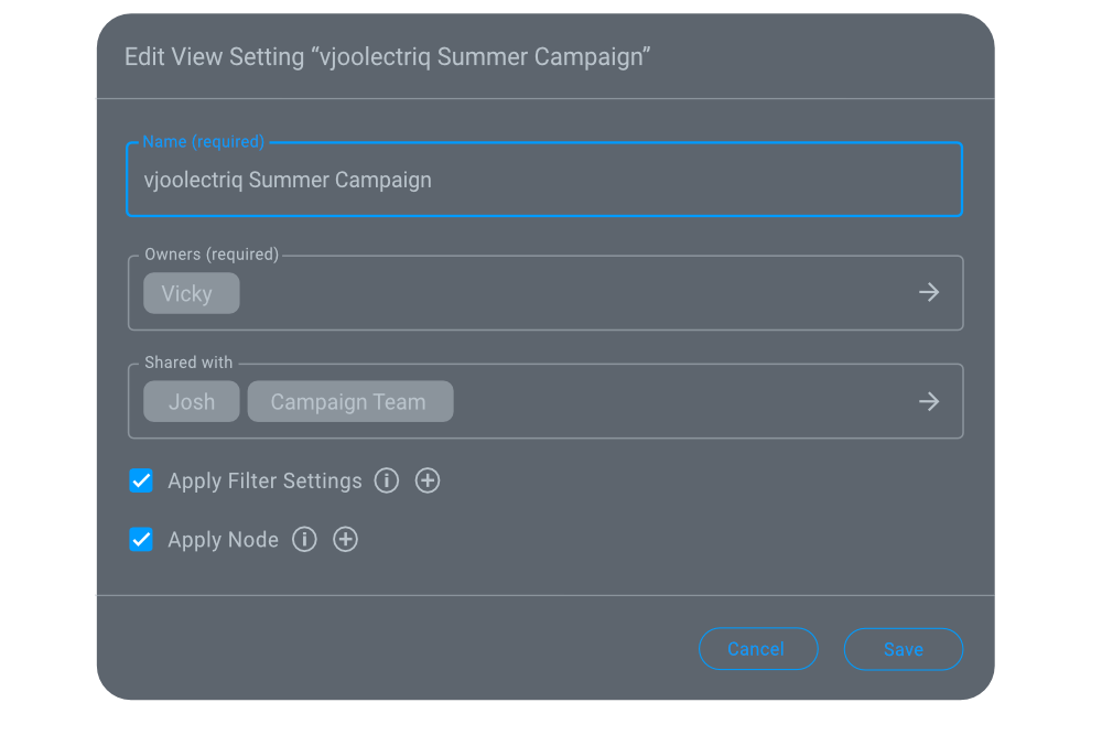 seven feature View Settings