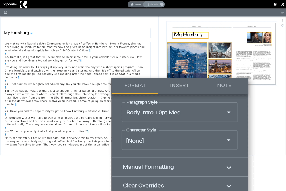K4 Article Editor for visual editing
